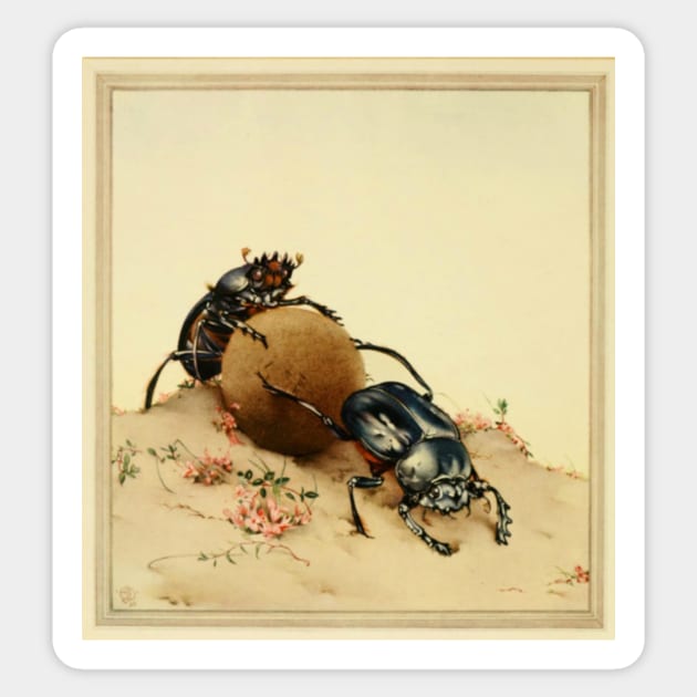 Vintage Dung Beetles Sticker by bluespecsstudio